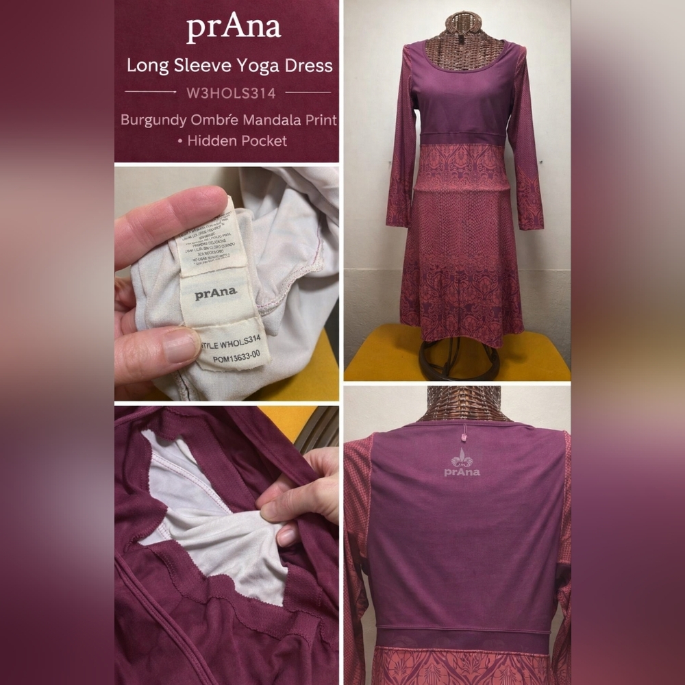 Prana Purple Long Sleeve Mandala Dress